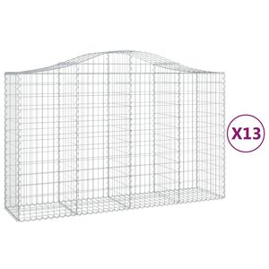 vidaXL Kosze gabionowe, 13 szt, 200x50x120/140cm, galwanizowane żelazo