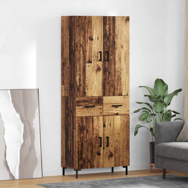 vidaXL Highboard Montowane na ścianie Stare drewno 69,5 x 34 x 180 cm