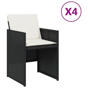 vidaXL Krzesła ogrodowe z poduszkami, 4 szt., czarne, polirattan