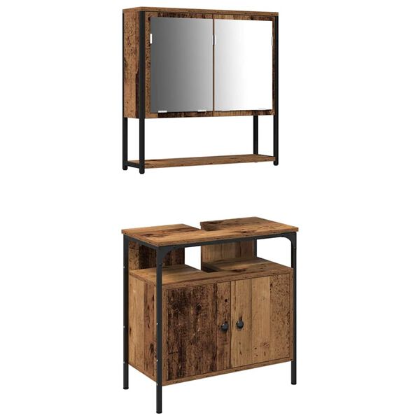 vidaXL Zestaw mebli łazienkowych 2 pcs Brązowy Materiał drewnopochodny