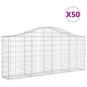 vidaXL Kosze gabionowe, 50 szt, 200x30x80/100 cm, galwanizowane żelazo