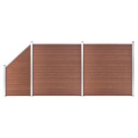 vidaXL Ogrodzenie WPC, 2 panele kwadratowe, 1 skośny 446x186 cm, szare