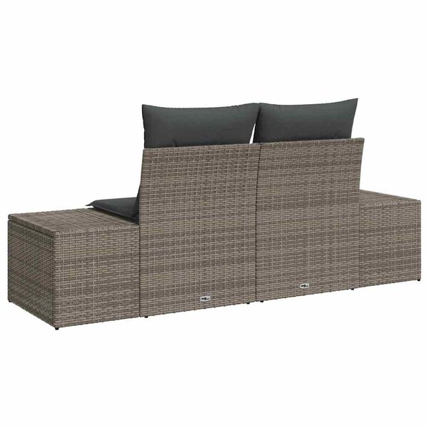 vidaXL Sofa Ogrodowa Szary 123 x 62 x 69cm polirattan