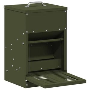 vidaXL Karmnik na pedały dla kur Zielony oliwkowy 25 x 42 x 40 cm 4 kg
