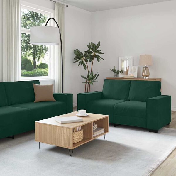 vidaXL 3-cz. komplet wypoczynkowy z poduszkami, ciemnozielony, aksamit
