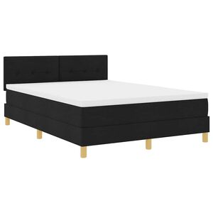 vidaXL Ł&oacute;żko z sprężyną LED z paskami LED Czarny 140 x 190 cm tkanina
