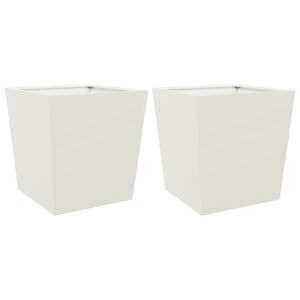 vidaXL Donice ogrodowe, białe, 2 szt., 50x50x50 cm, stal