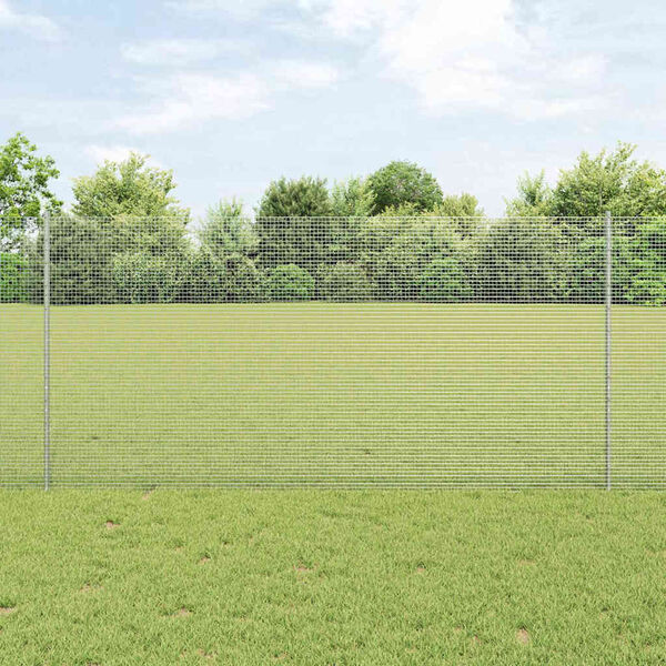 vidaXL Ogrodzenie z słupkiem Srebrny 1,2 x 10 m Stal