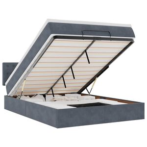 vidaXL Rama ł&oacute;żka otomana z materacem, szara, 140x190 cm, aksamit