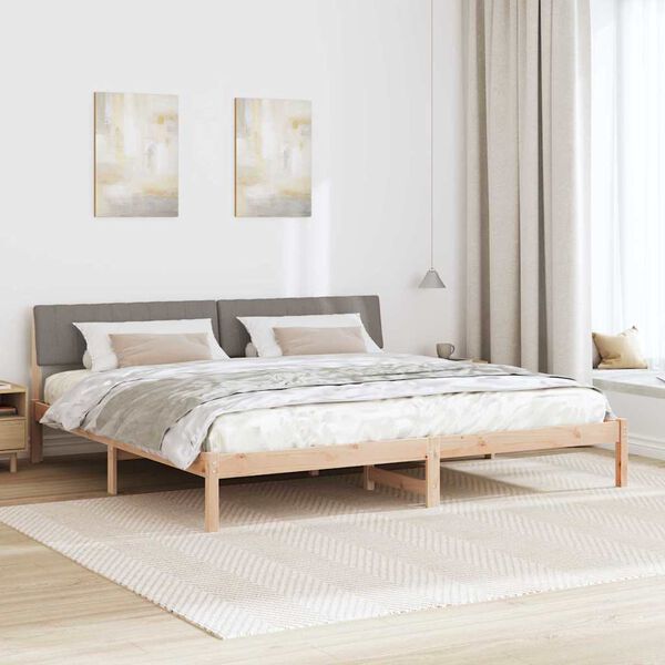 vidaXL Rama ł&oacute;żka Brązowy i taupe 200 x 200 cm Lite drewno sosnowe