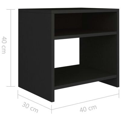 vidaXL Szafka nocna, czarna, 40x30x40 cm, materiał drewnopochodny