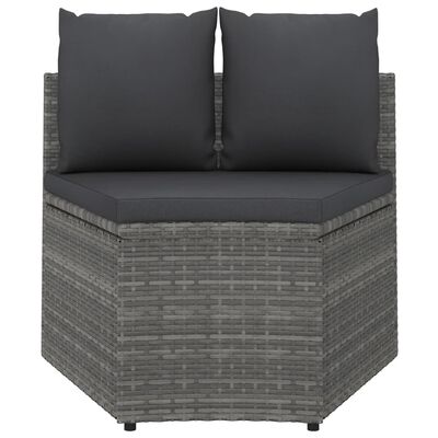 vidaXL 8-częściowa sofa do ogrodu, z poduszkami, polirattan, szara