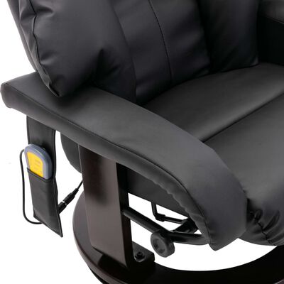 vidaXL Telewizyjny fotel masujący, regulowany, czarny, sztuczna skóra