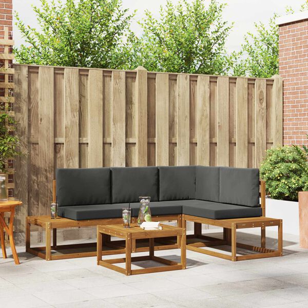 vidaXL Zestaw sof na zewnątrz 5 Sztuka Naturalny i Antracytowy