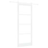 vidaXL Drzwi przesuwne 93 x 232 cm Lite drewno sosnowe i szkło Biały