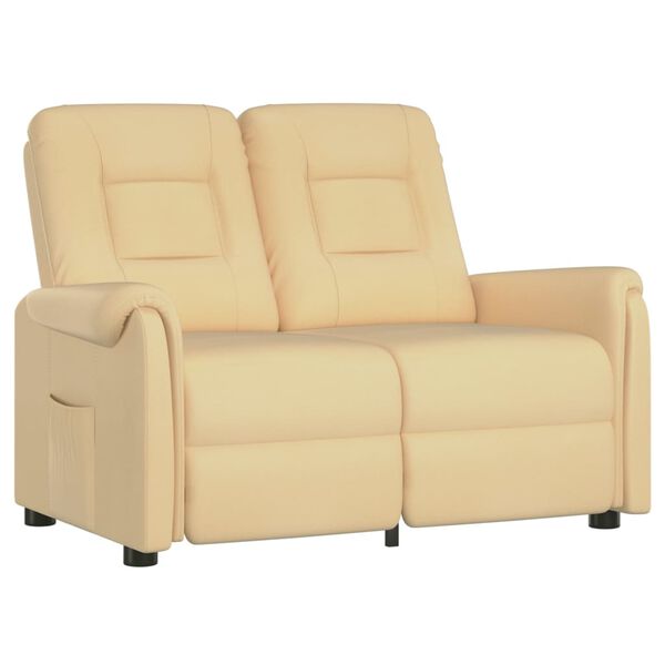 vidaXL Rozkładany fotel masujący, 2-os., kremowy, obity mikrofibrą