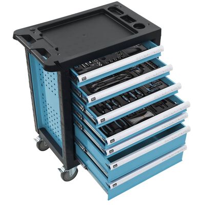 vidaXL Wózek warsztatowy z 270 narzędziami, stalowy, niebieski