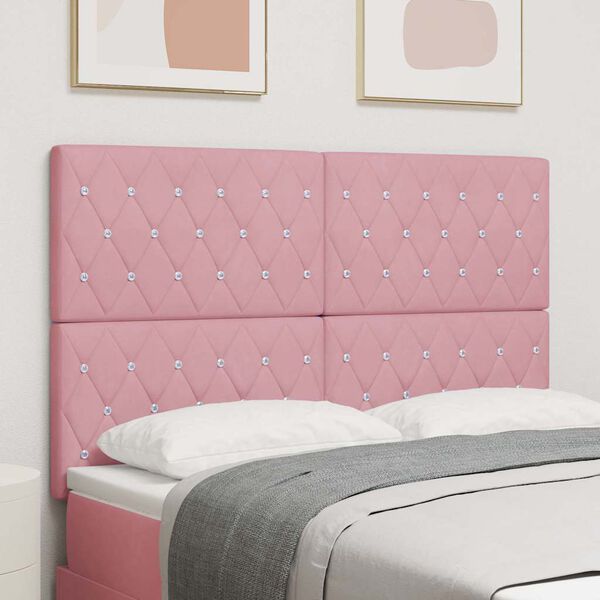 vidaXL Wezgłowie LED Ze LED Lights R&oacute;żowy 144 cm Poliester