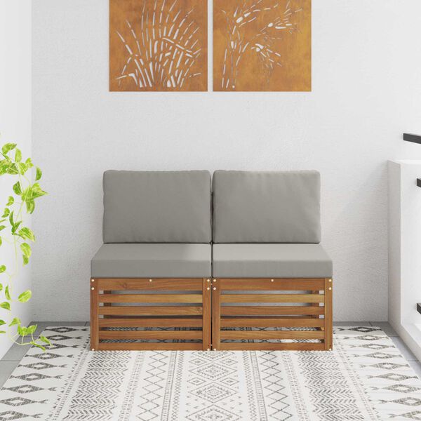 vidaXL 2 Sztuka Środkowa sofa ogrodowa Lite Drewno Akacji Naturalny