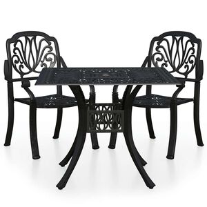 vidaXL 3-cz. zestaw mebli bistro ze stopu aluminium, czarny