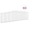 vidaXL Kosze gabionowe, 15 szt, 400x30x100/120cm, galwanizowane żelazo