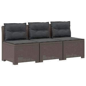 vidaXL Sofa ogrodowa 3-osobowa z poduszkami w rattanowym wyglądzie