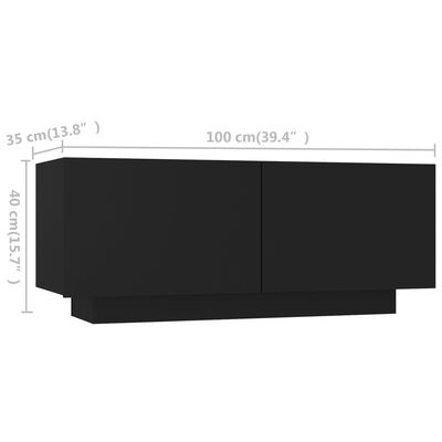 vidaXL Szafka pod TV z oświetleniem LED, czarna, 300x35x40 cm