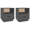 vidaXL Szafki nocne, 2 szt., szare, 40x34x45 cm, lite drewno sosnowe