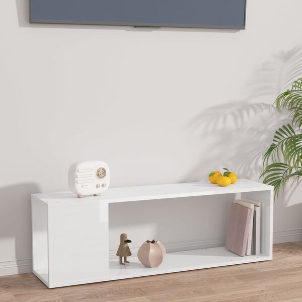 vidaXL Szafka pod TV, biała z połyskiem, 100x24x32 cm