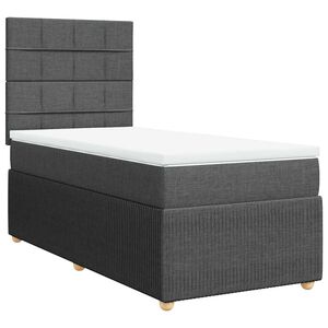 vidaXL Ł&oacute;żko kontynentalne z materacem, ciemnoszara tkanina 80x200 cm