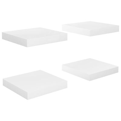 vidaXL Półki ścienne, 4 szt., białe, wysoki połysk, 23x23,5x3,8cm, MDF