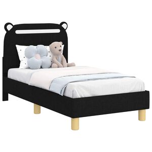 vidaXL Stelaż ł&oacute;żka dla malucha z oparciem Czarny 70 x 140 cm tkanina