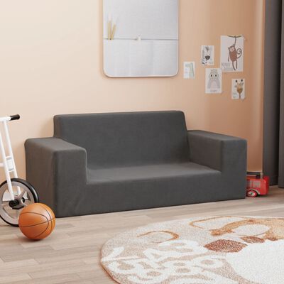 vidaXL 2-os. sofa dla dzieci, antracytowa, miękki plusz