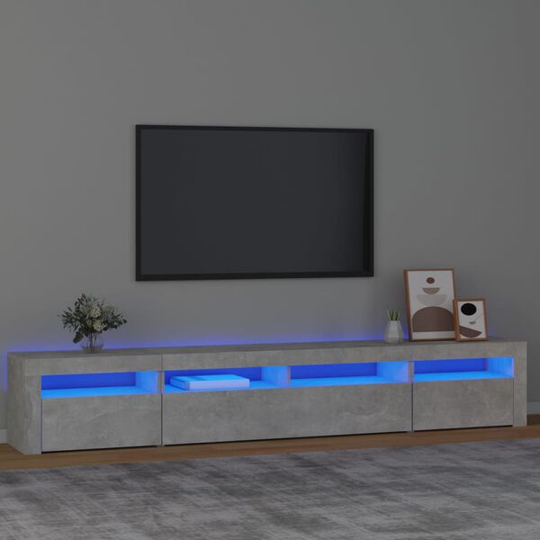 vidaXL Szafka pod TV z oświetleniem LED, szarość betonu, 240x35x40 cm