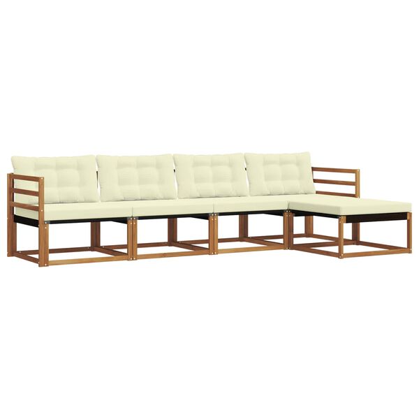 vidaXL Zestaw sof na zewnątrz z poduszką 5 pcs Naturalny i Kremowy