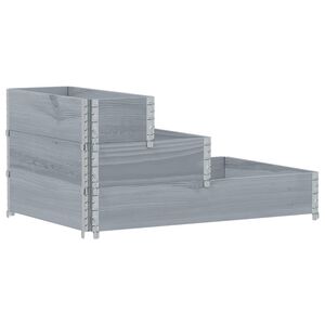 vidaXL 3-poziomowa podwyższona donica, szara, 120x80 cm, sosnowa