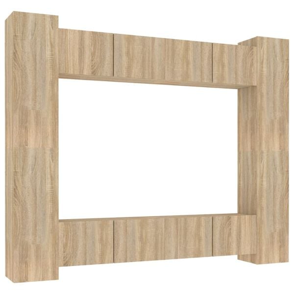 vidaXL 8-częściowy zestaw szafek telewizyjnych, dąb sonoma