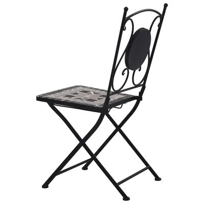 vidaXL Mozaikowe krzesła bistro, 2 szt, szare