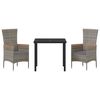 vidaXL Zestaw do jadalni w ogrodzie z poduszką 3 pcs Szary