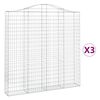 vidaXL Kosze gabionowe, 3 szt, 200x30x200/220 cm, galwanizowane żelazo