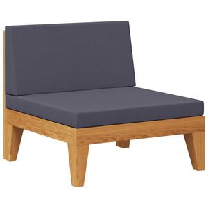 vidaXL Moduł sofy środkowej, ciemnoszare poduszki, drewno akacjowe