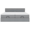 vidaXL Rama ł&oacute;żka otomana z materacami, szara, 200x200 cm, tkanina