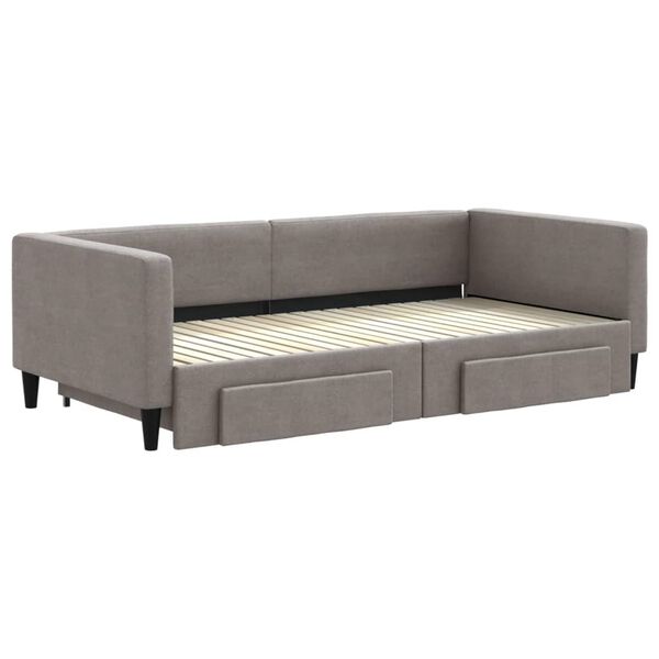 vidaXL Sofa rozsuwana z szufladami, taupe, 100x200 cm, tkanina