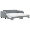 vidaXL Sofa rozsuwana z materacami, jasnoszara, 90x190 cm, tkanina