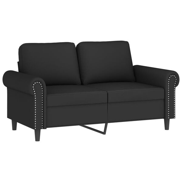 vidaXL 2-osobowa sofa z poduszkami, czarna, 120 cm, aksamit