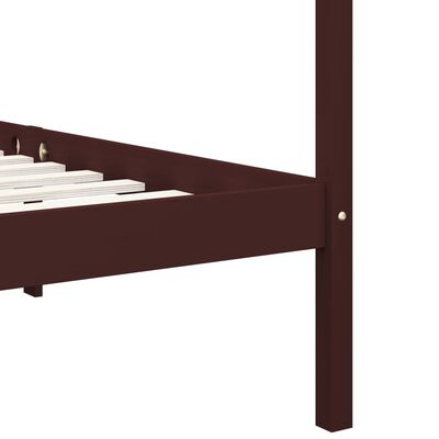 vidaXL Rama łóżka z baldachimem, ciemnobrązowa, lita sosna, 100x200 cm