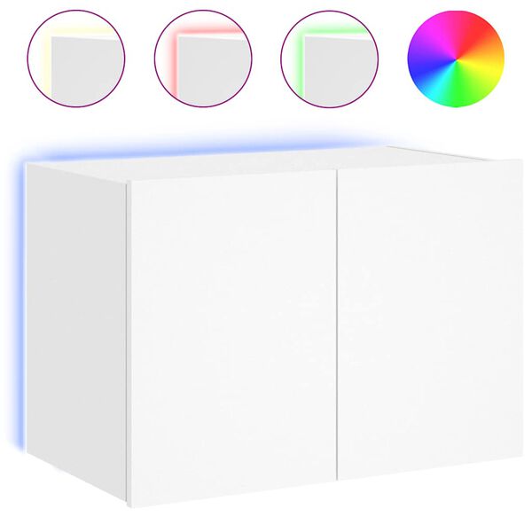 vidaXL Ścienna szafka TV z LED, biała, 60x35x41 cm