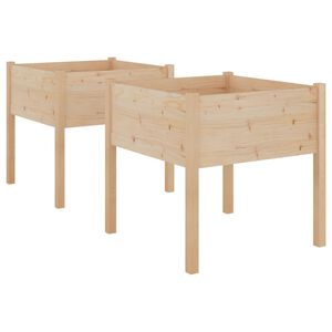 vidaXL Donice ogrodowe, 2 szt., 70x70x70 cm, lite drewno sosnowe