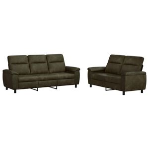 vidaXL Zestaw Sof 2 pcs Zielony wojskowy Sk&oacute;ra zamszowa