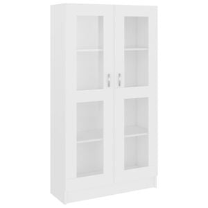 vidaXL Witryna, biała, 82,5x30,5x150 cm, materiał drewnopochodny